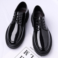 Chaussures habillées pour hommes en cuir verni noir à bout rond, faible MOQ