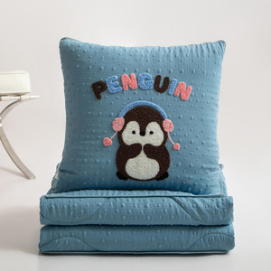 Couverture d'été 2-en-1 avec oreiller intégré, en <span class=keywords><strong>gaze</strong></span> tricotée <span class=keywords><strong>double</strong></span> couche et tissu rafraîchissant à billes 3D, pliable, pour cadeaux d'événements - Product Image 4