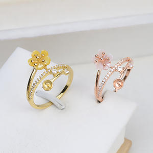 Anillo de Plata S925 con Extremo Cerrado y Anillo de Flor Pequeña para 5-7 Perlas, Accesorios de Joyería DIY, Soporte 131 - Product Image 1