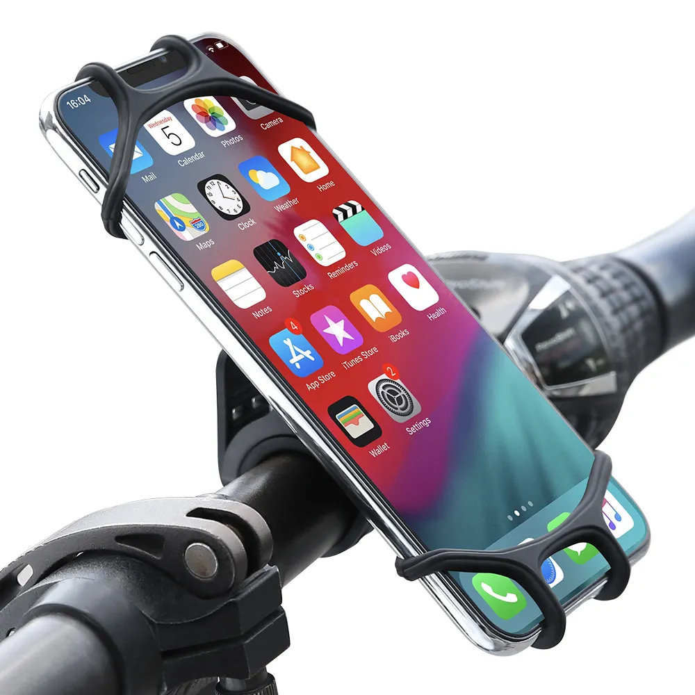 Flexible Bicycle Smartphone Holder Stretchable Rubber Material 360 Rotation Silicone Bike Mount Mobile Phone Holder