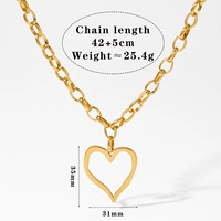 Collier pendentif personnalisé en acier inoxydable en forme de cœur creux, plaqué or PVD inaltérable, pour femme, idéal pour les cadeaux (imitation)