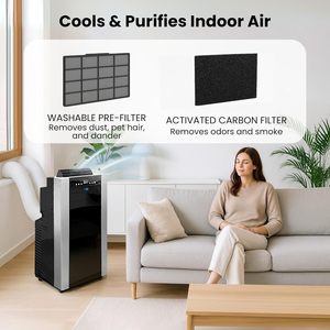 Whynter Portable Air Conditioner 14000 Btu Dual Hose Dehumidifier Cooling Fan PlatinumBlack 51dB for 500 Sq Ft Rooms - Product Image 5
