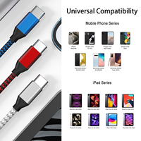 Câble USB 2.0 Type-C vers Type-C de 0,5 m, charge rapide 3A, conducteurs en cuivre pur, gaine en nylon tressé PVC, pour ordinateur Android