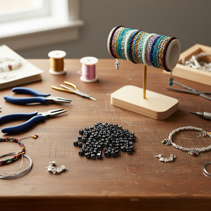 Perline con Lettere ILAN 6mm Nere con Lettere Bianche 17g per Creazione di Gioielli - Product Image 2