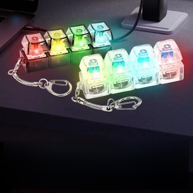 Keyboard Fidget Hot Selling Acrylic Anime LED Luminous Fidget Spinner Kids Glow Finger Stress Relief Toy Keychain Children Gift