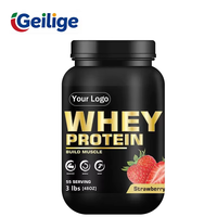 Poudre de protéines de lactosérum à la fraise OEM 3lbs, teneur élevée en protéines, croissance musculaire, supplément nutritionnel post-entraînement pour la salle de sport