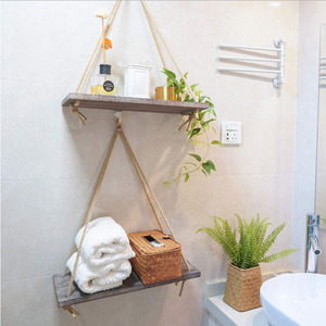 Treo Tường Gỗ Bằng Gỗ Chuỗi Tường Treo Kệ Treo Kệ Cho Tường Với Sợi Dây Thừng - Product Image 3