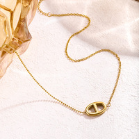 81191 Collier ras du cou en acier inoxydable bohème à la mode, plaqué or, longue chaîne, style minimaliste, grain de café