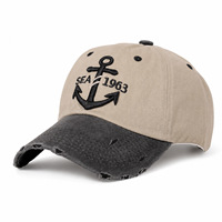 Casquette de baseball OEM ODM personnalisée avec logo, broderie 3D motif ancre marine 1963, style streetwear, faible MOQ, livraison rapide