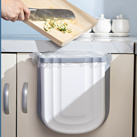 Seau de rangement multicolore pliable en plastique écologique 10L couvercle de poubelle suspendu pliable pour poubelle de cuisine à usage intérieur