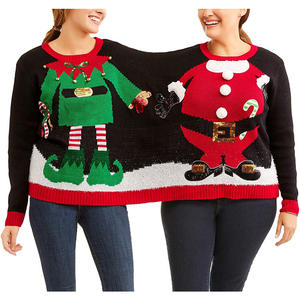 Double Body Deux Personnes Elfe Père Noël Ugly Christmas 3D Sweater - Product Image 6