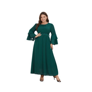 32/5000 nuovo nobile verde scuro atmosferico ampio a maniche lunghe in Chiffon personalizzato Oem abito Casual firmato da <span class=keywords><strong>donna</strong></span> - Product Image 6