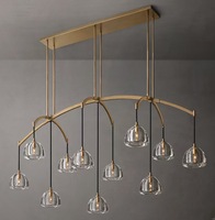 Lustre moderne en laiton doré de style nordique vintage à LED pour salle à manger, salon, hôtel, plafonnier de luxe