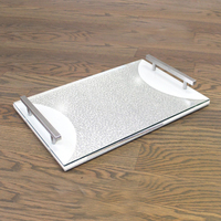 Plateau rectangulaire en lucite pour challah, avec dessus en verre trempé et poignées dorées, plateau à pain de Shabbat Judaica pour la décoration de table juive, cadeau ou présentoir