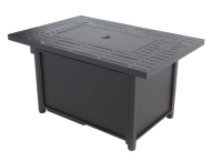 Table de foyer rectangulaire en acier de 50,000 BTU avec couvercle en pierre de lave gaz propane noir pour patio extérieur camping arrière-cour