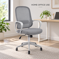 Chaise de bureau moderne à dossier en maille arrondie, réglable en hauteur, pivotante, inclinable, pour bureau, maison, école, salle de réunion, base en PP