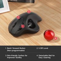 Mouse Trackball Nirkabel ergonomis dapat diisi ulang pelacakan presisi & halus dengan kontrol jempol mudah
