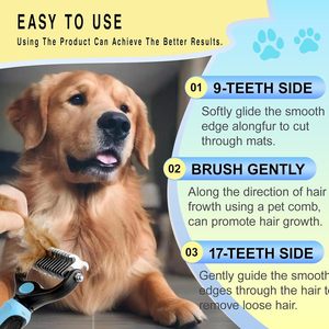 OEM & ODM Manufacturer Double-sided Steel Teeth Cat Dog Hair Dematting & Deshedding Undercoat Rake Comb <b>Pet</b> Grooming <b>Brush</b> Tool - Product Image 4