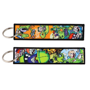 14 Designs Wholesale Support <b>Custom</b> Rick and Morty Mini Embroidery Hoop <b>Keychain</b> Anime Double Sided Luxury Car Keyring for Men - Product Image 2
