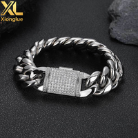 Chaîne cubaine Hiphop en gros avec fermoir, plaqué or 18 carats, acier inoxydable 316L, épaisseur de placage 0,3 mm, cadeau pour femmes et hommes