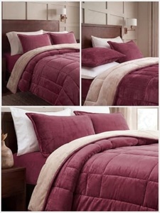 Fashionable Solid Color Warm Luxury Quilted Comforter Set 3pcs Pillowcase Velvet Quilt Blanket - Product Image 5