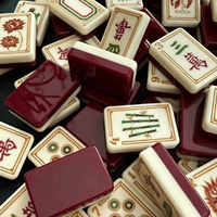 En stock, vente en gros : Jeu de Mahjong américain Blue Sunday, 160 tuiles en acrylique 4 couches, gravées au laser, durables, pour le divertissement et les voyages