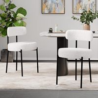 Chaises de salle à manger modernes Chaises de cuisine rembourrées rondes Chaise de salle à manger Sherpa avec pieds en métal noir