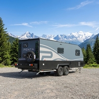CAMPTRL Remorque de camping tout-terrain moderne de 22 pieds 4x4 avec design hybride, grand canapé-lit, construction en aluminium pour le camping en famille