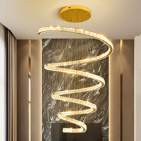 Lustre LED en spirale avec verre texturé effet glace, intensité réglable, câble ajustable, pour plafond haut, villa, escalier