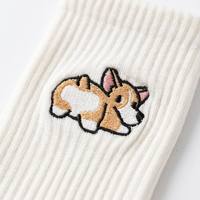 Chaussettes personnalisées avec logo brodé, OEM ODM, marque privée, chaussettes brodées avec des animaux de dessin animé, chaussettes décontractées en coton tricoté
