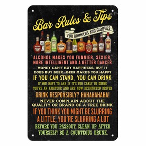 20x30cm Bar Rules Vintage Tin Signs Retro Wall Art Poster 3D Garage Gas <span class=keywords><strong>Station</strong></span> Decorative Tyr Service Custom UV Metal Poster - Product Image 2