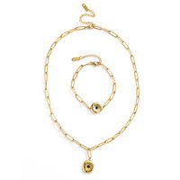 Bracelet en acier inoxydable plaqué or 18 carats avec pierres naturelles pour femme, chaîne de perles noires, style bohème, empilable, vente en gros OEM