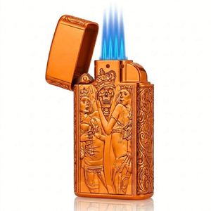 Encendedor con Diseño de Halcón Esqueletizado, Diseño Moderno, 5 Colores Metálicos, Encendedor de Cigarrillos Resistente al Viento, Caja de Regalo Mega para Negocios - Product Image 4