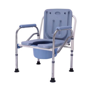 Chaise de toilette pliante en métal avec siège et seau pour personnes âgées et femmes enceintes - Product Image 4