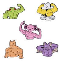 Fitness Animal émail broches drôle dessin animé chat grenouille chauve-souris broches revers Badge sac à dos vêtements collier broche bijoux cadeau pour un ami