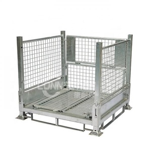 Fabrikant Groothandel Gegalvaniseerde Dubbele Opslagkooi Staal En Draad Pallet Krat Metalen Doos Stillage Voor Opslag Magazijn - Product Image 1