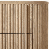 Table de chevet moderne prestigieuse en chêne américain, table de chevet à 2 tiroirs cannelée, armoire d'appoint de luxe en bois artisanal authentique