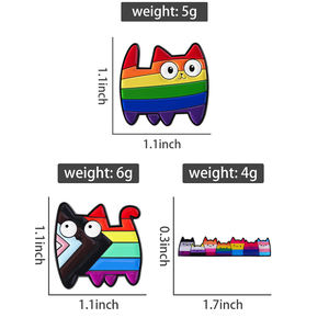 Épingles en émail en forme de chat arc-en-ciel LGBT <span class=keywords><strong>Pride</strong></span>, chatons de dessin animé, animaux de compagnie, chatons, broches en métal, badges de vêtements, badges de revers, bijoux, cadeaux pour amis - Product Image 2