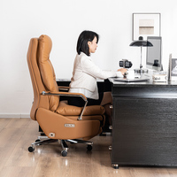 Chaise de bureau exécutive ergonomique moderne à dossier haut, appui-tête réglable, en cuir, pivotante, imperméable, résistante aux rayures, base en acier