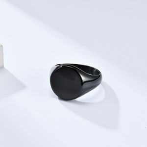 Minimalist Mirror Polished <b>Titanium</b> Steel Stamp <b>Ring</b> Unisex Fashion Jewelry Gold Rose Gold Black Steel Color Options - Product Image 2