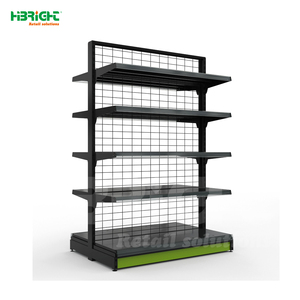 Étagère murale simple face en treillis métallique Highbright et présentoir rotatif à quatre faces en métal pour supermarché - Product Image 1