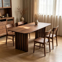 Table de salle à manger ovale en bois de style nordique français rétro, 6 places, table de restaurant en noyer, meubles de cuisine