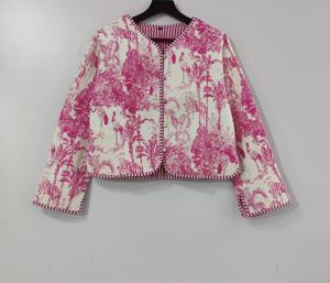Femmes nouveau Style Boho veste matelassée à la main coton manteaux avant ouvert Kimono rayure passepoil réversible conception courte vêtements d'hiver - Product Image 1