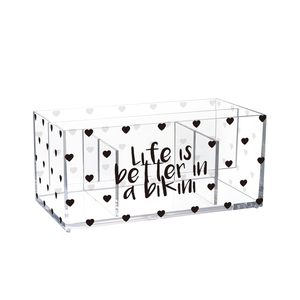 Organisateur de comptoir empilable et ensemble de rangement multifonctionnel avec séparateur amovible motif coeur noir - Product Image 1