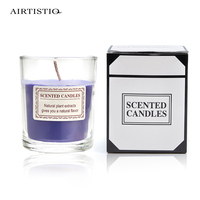Bougie naturelle 1 pièce, cire de soja, différentes couleurs, en verre transparent, bougie parfumée avec ensembles de cadeaux, boîte pour décoration de mariage à domicile