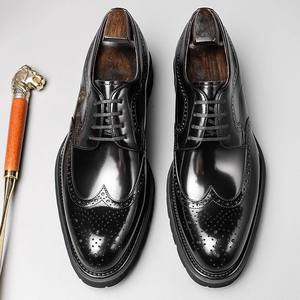 Chaussures habillées décontractées pour hommes, nouveau style luxueux et tendance, grandes tailles, bout rond, en cuir véritable - Product Image 3