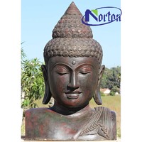 Sculpture en pierre naturelle décorative pour jardin extérieur, taille réelle, tête de bouddha en marbre et calcaire, sculpture à vendre