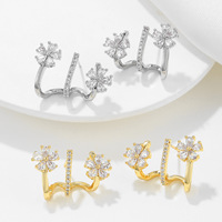 Anting Zirkon Retro ZUOLA Laris Manis Anti Luntur, Anting Kuningan Lapis Emas 18K Desain Kreatif Anting Bunga Mewah untuk Wanita
