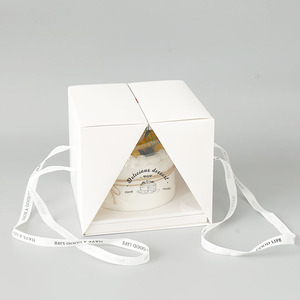 Caja de pastel transparente de mano 4 6 <span class=keywords><strong>8</strong></span> pulgadas pastel de cumpleaños Mousse postre embalaje con caja de corbata - Product Image 3
