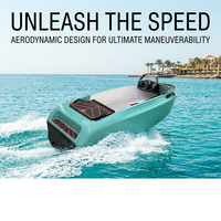 Prêt à être expédié : Jet-boat électrique vert menthe, bateau à moteur rapide, pont antidérapant en EVA, embarcation sportive, cruiser aquatique